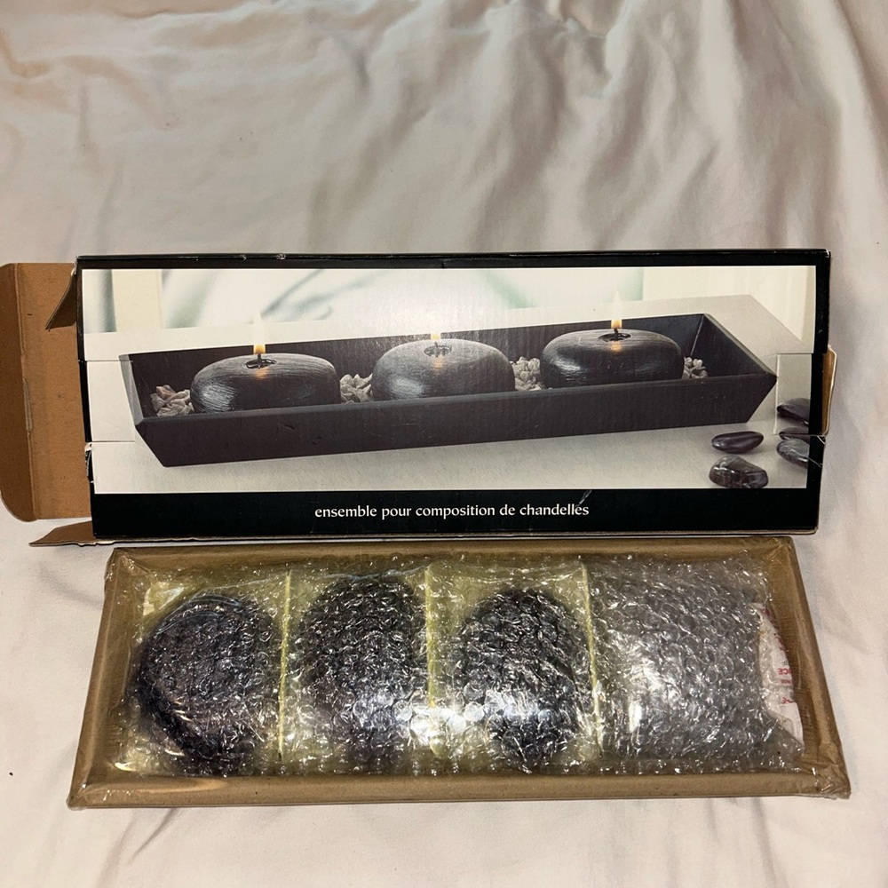 Black Decorative Candle Centerpiece Set